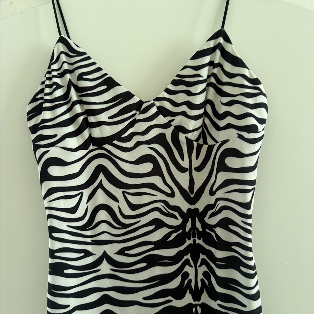 Bershka Black and White Zebra Print Midi Dress